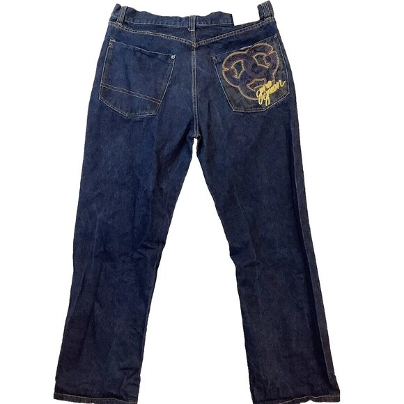 Gino Green Global Straight Leg Button-Fly Denim Jeans Blue Mens Size 38 - Picture 2 of 13